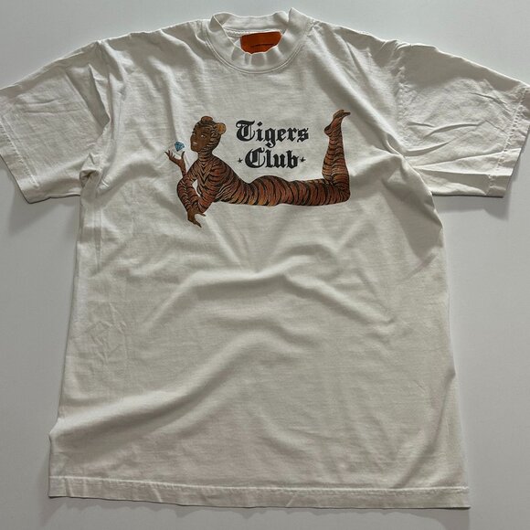 Fat Tiger Workshop Tigers Club Vintage Graphic Beige T-shirt Medium - Picture 1 of 7